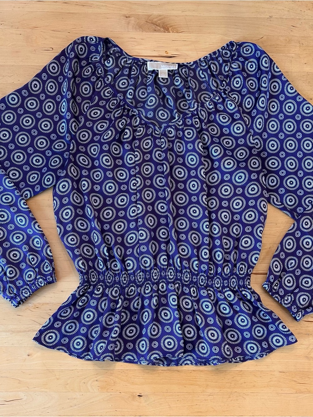 MICHAEL Michael Kors Purple Medallion Peplum Blouse L